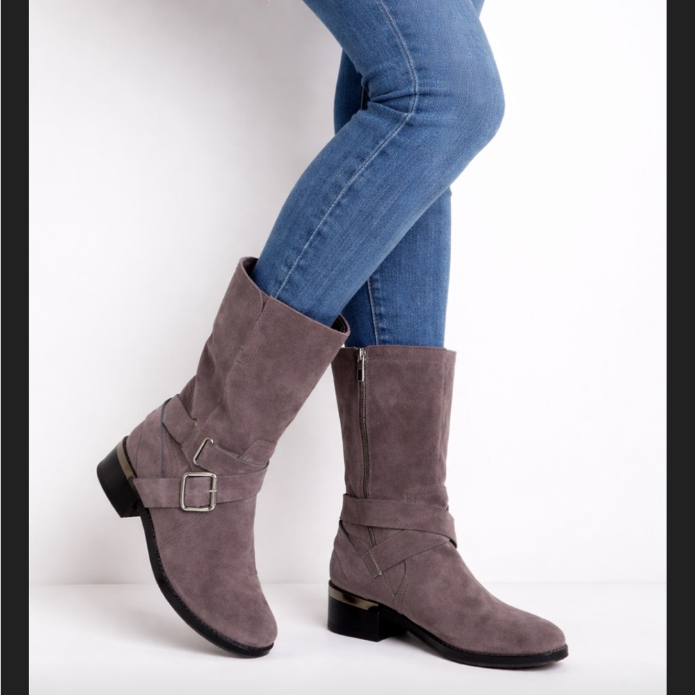 Vince Camuto Charcoal Suede Heeled Boots